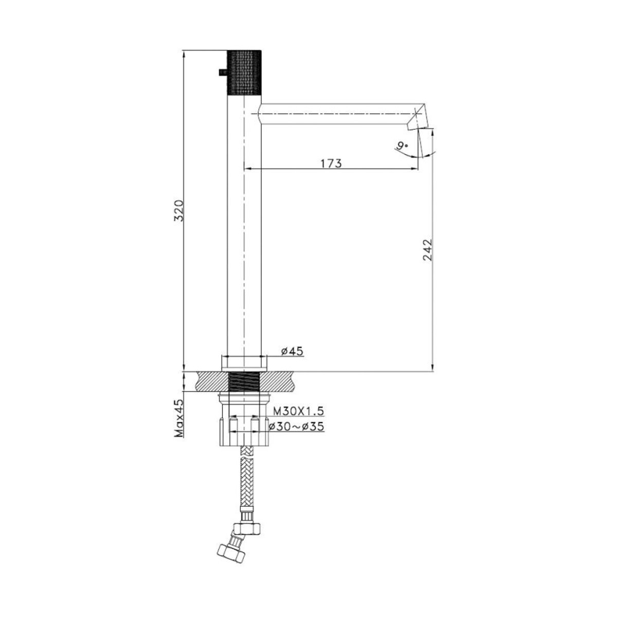 Mitigeur progressif pour vasque haut IRMINIO noir, WANDA COLLECTION