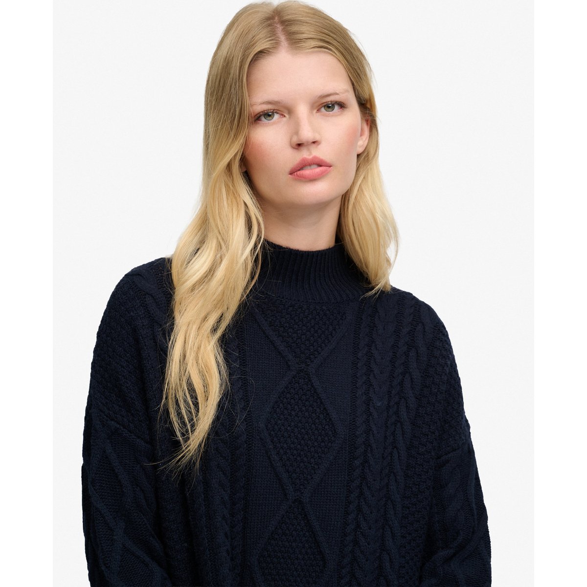 Robe en maille torsadée ample bleu marine éclipse, SUPERDRY