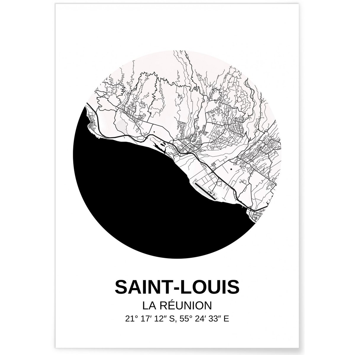 Affiche Carte Saint-Louis blanc, L'AFFICHERIE