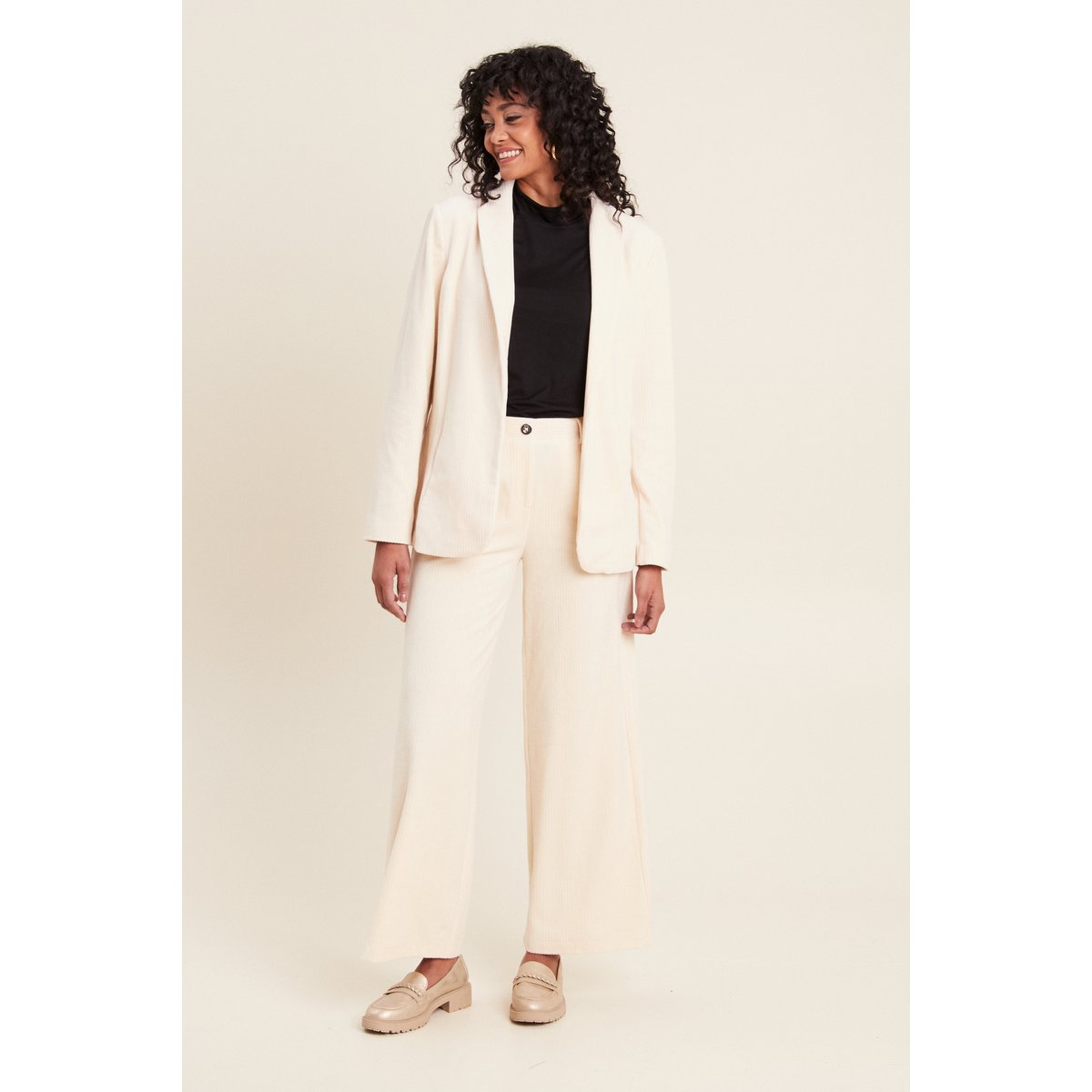 Pantalon large velours ivoire, BREAL
