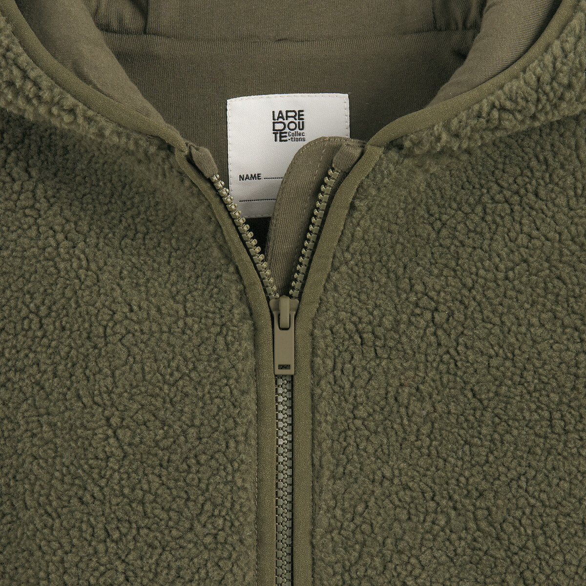 Gilet à capuche en sherpa vert kaki, LA REDOUTE COLLECTIONS