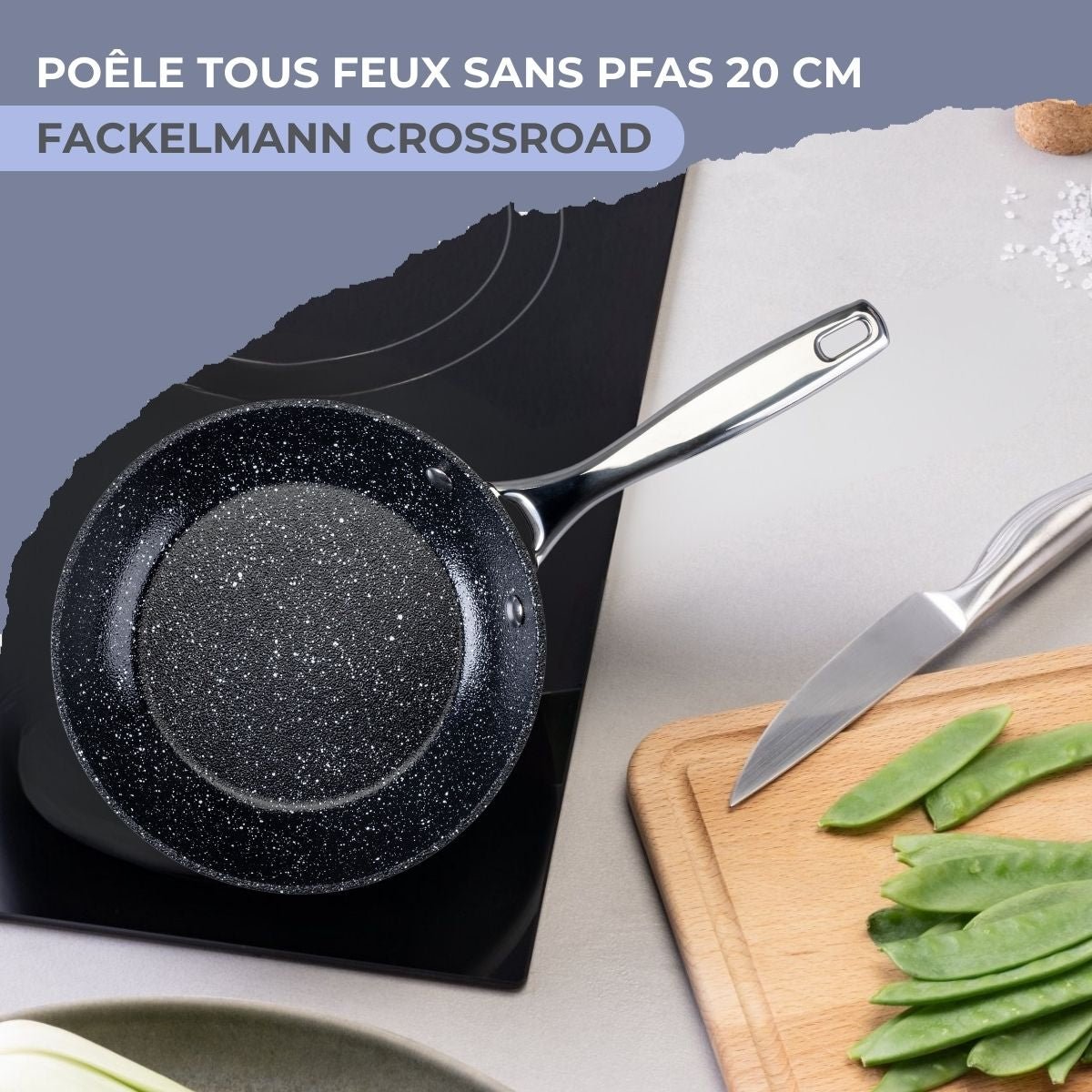 Poêle 20 cm fonte alu revêtement antiadhésif céramique sans PFAS gris,noir, FACKELMANN