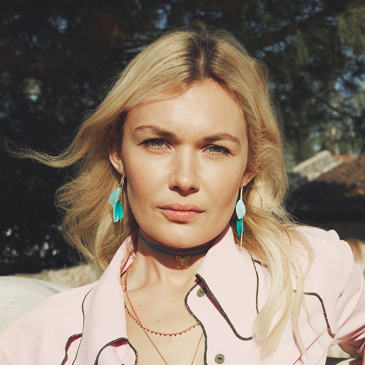 Boucles d'oreilles dorées multi - rio bleu, CAROLINE NAJMAN
