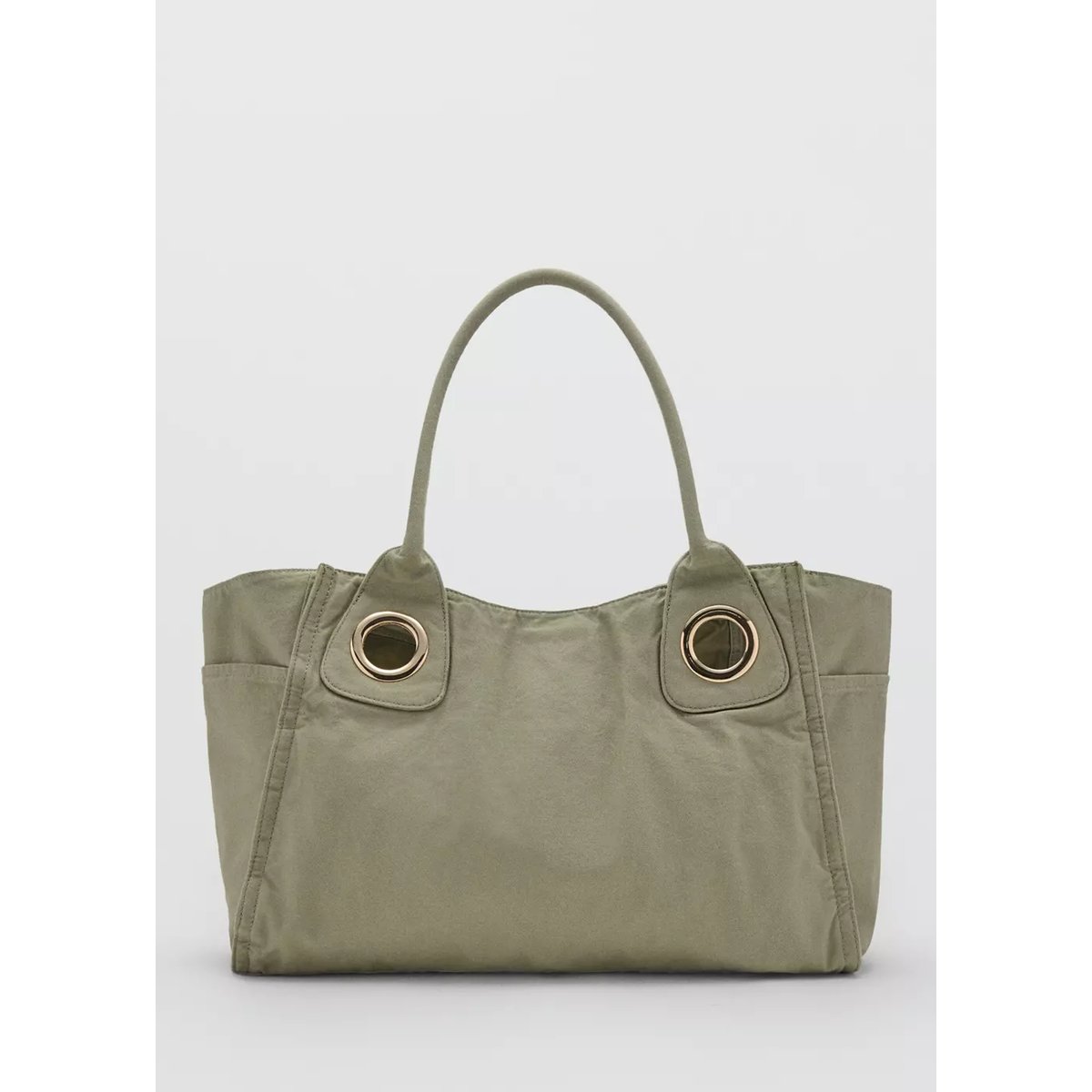 Sac en toile à œillets vert d´eau, MANGO
