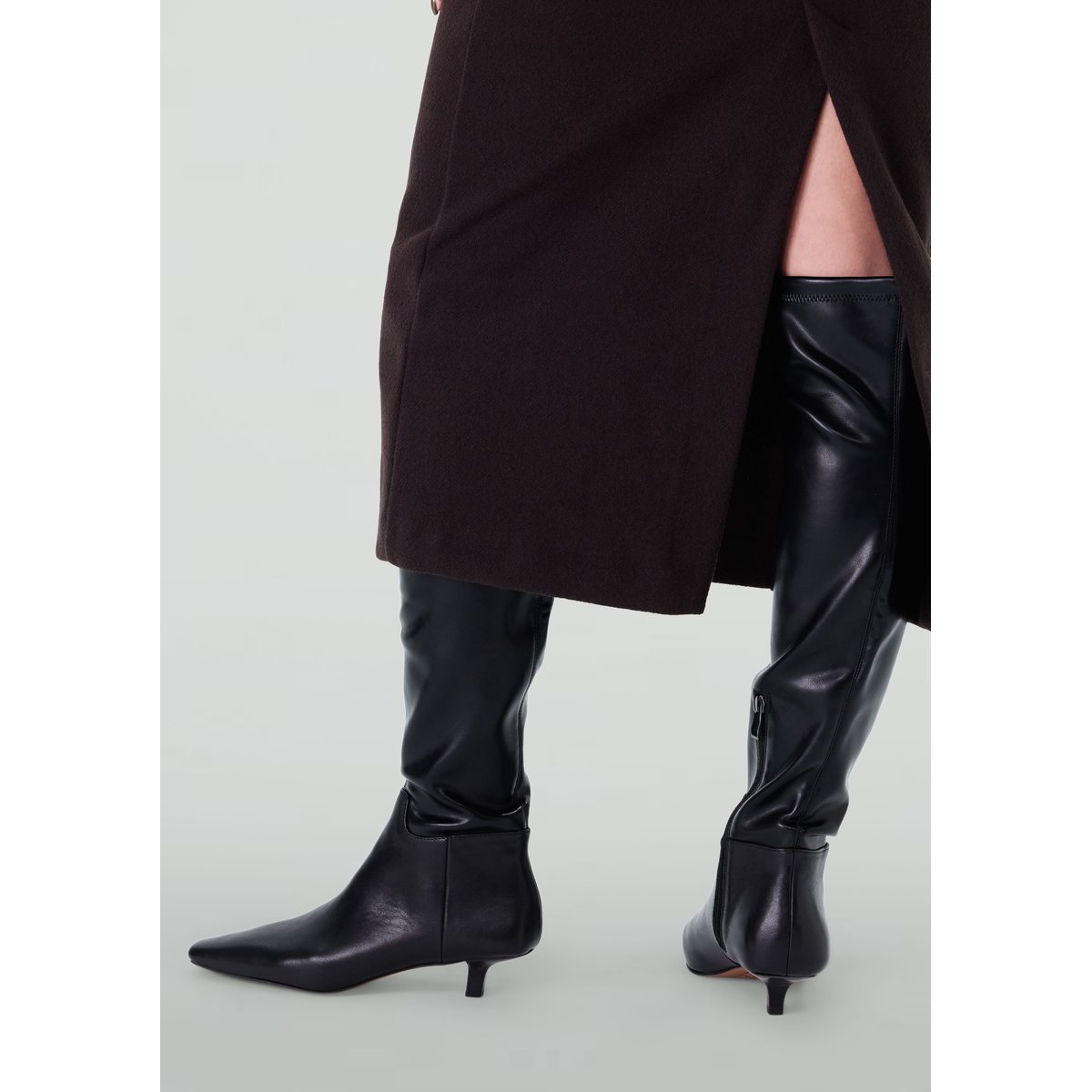 Bottes hautes stretch à petit talon noir, SACHA