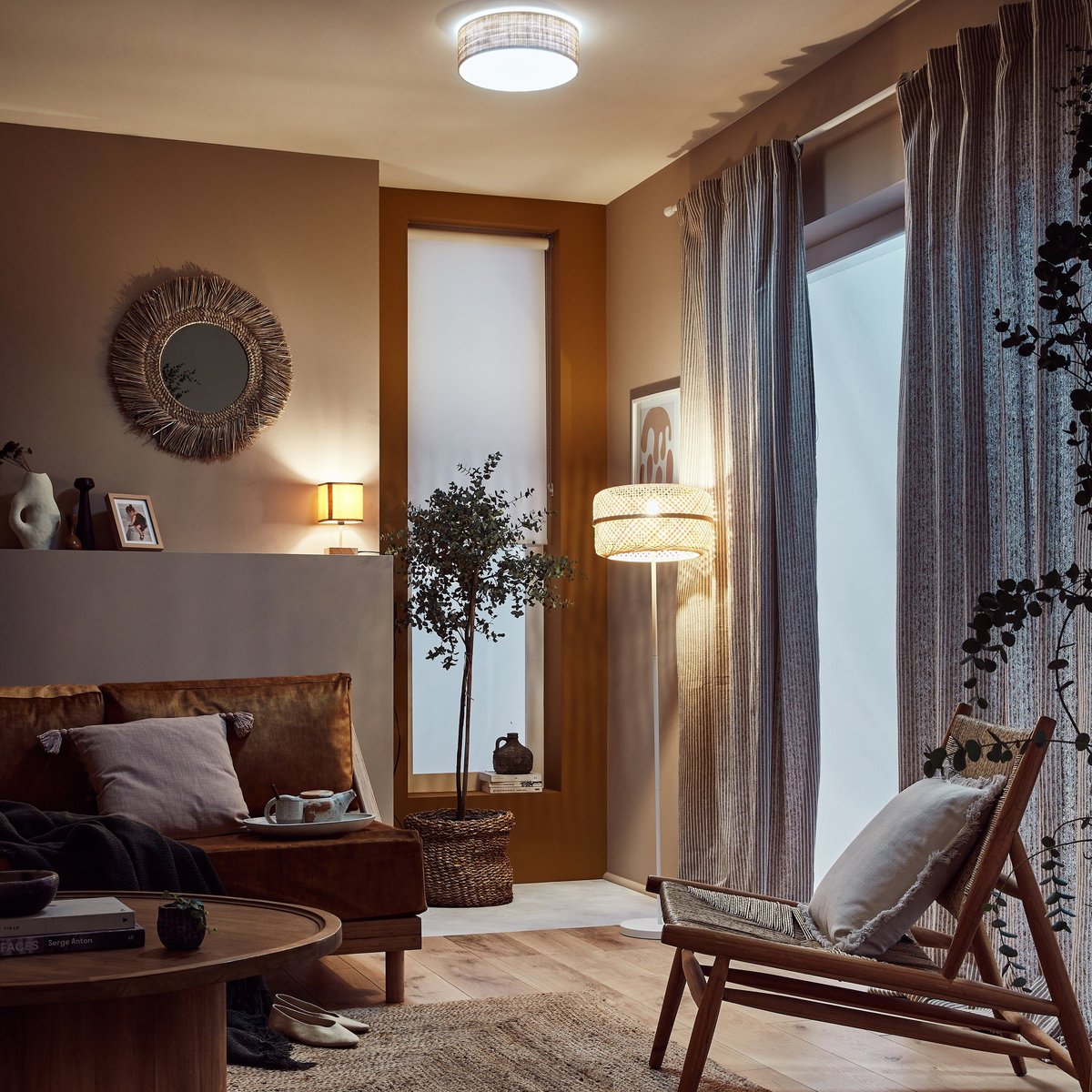 Lampadaire en bambou, PALANGA beige, INSPIRE