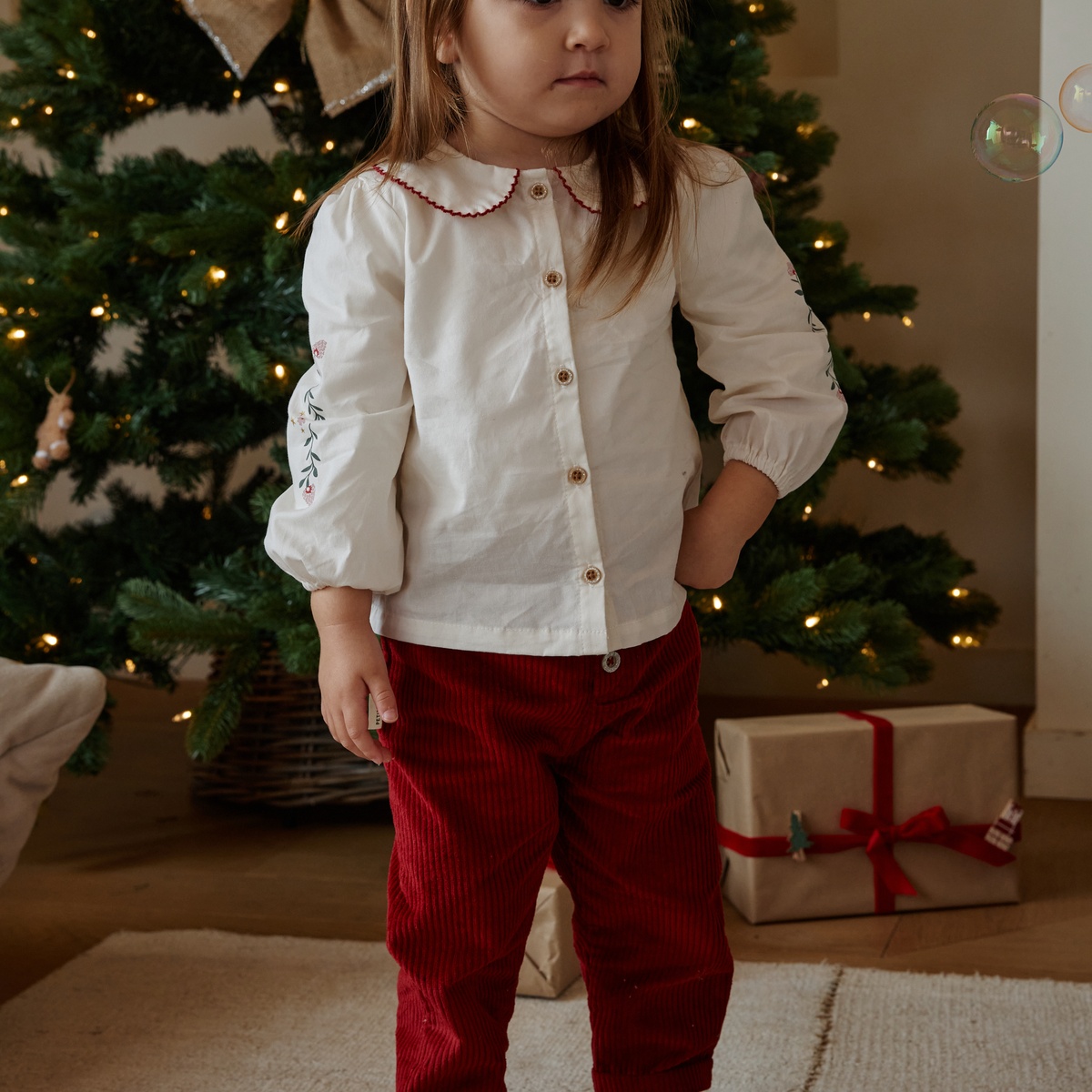 Blouse enfant en popeline Grace ecru, PETIT BEGUIN