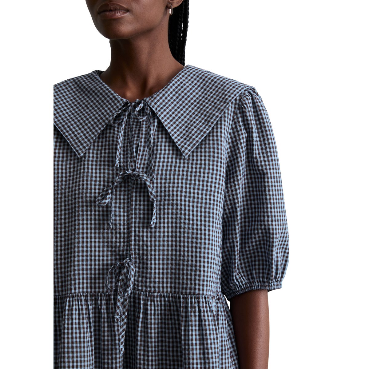 Robe en seersucker relaxed en coton mélangé bleu clair, MARC O’POLO DENIM
