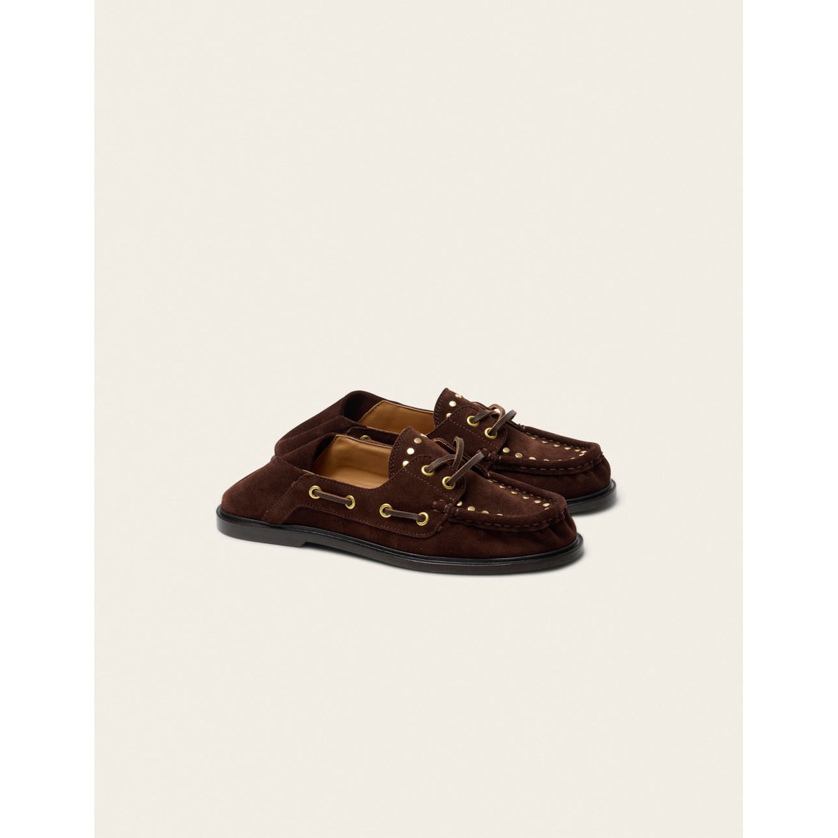 Mocassins OVEL suède chocolat clous, ODAJE