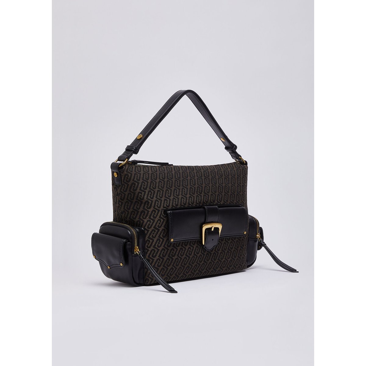 Sac Hobo Moyen Monogramme marron foncé, LIU JO