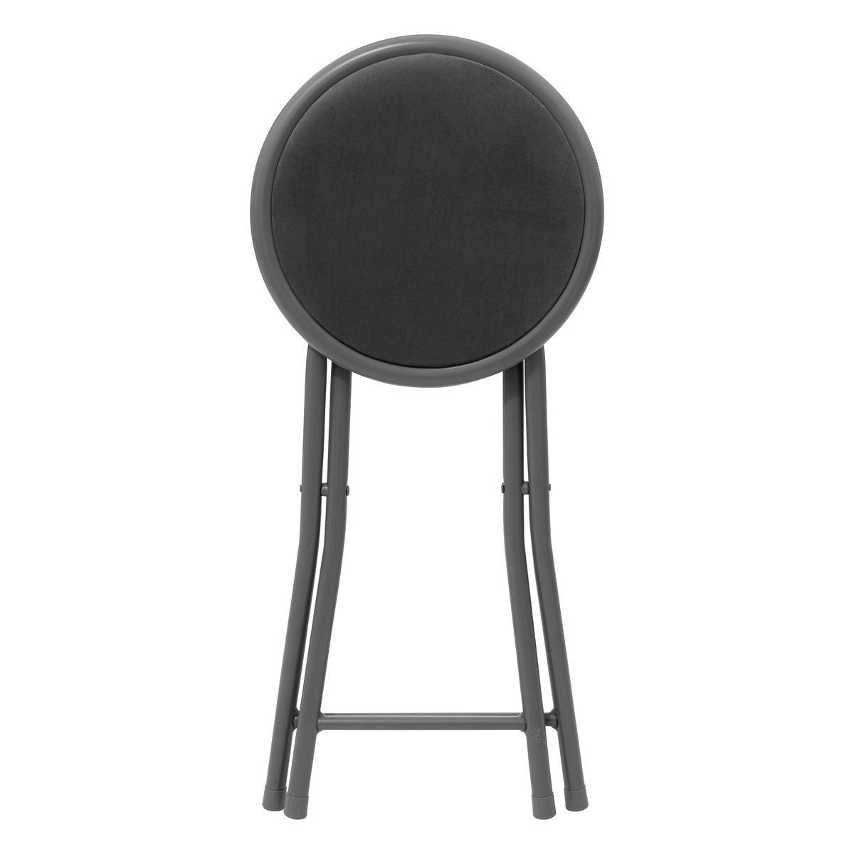 Tabouret pliant assise velours structure métal gris, 5FIVE SIMPLY SMART