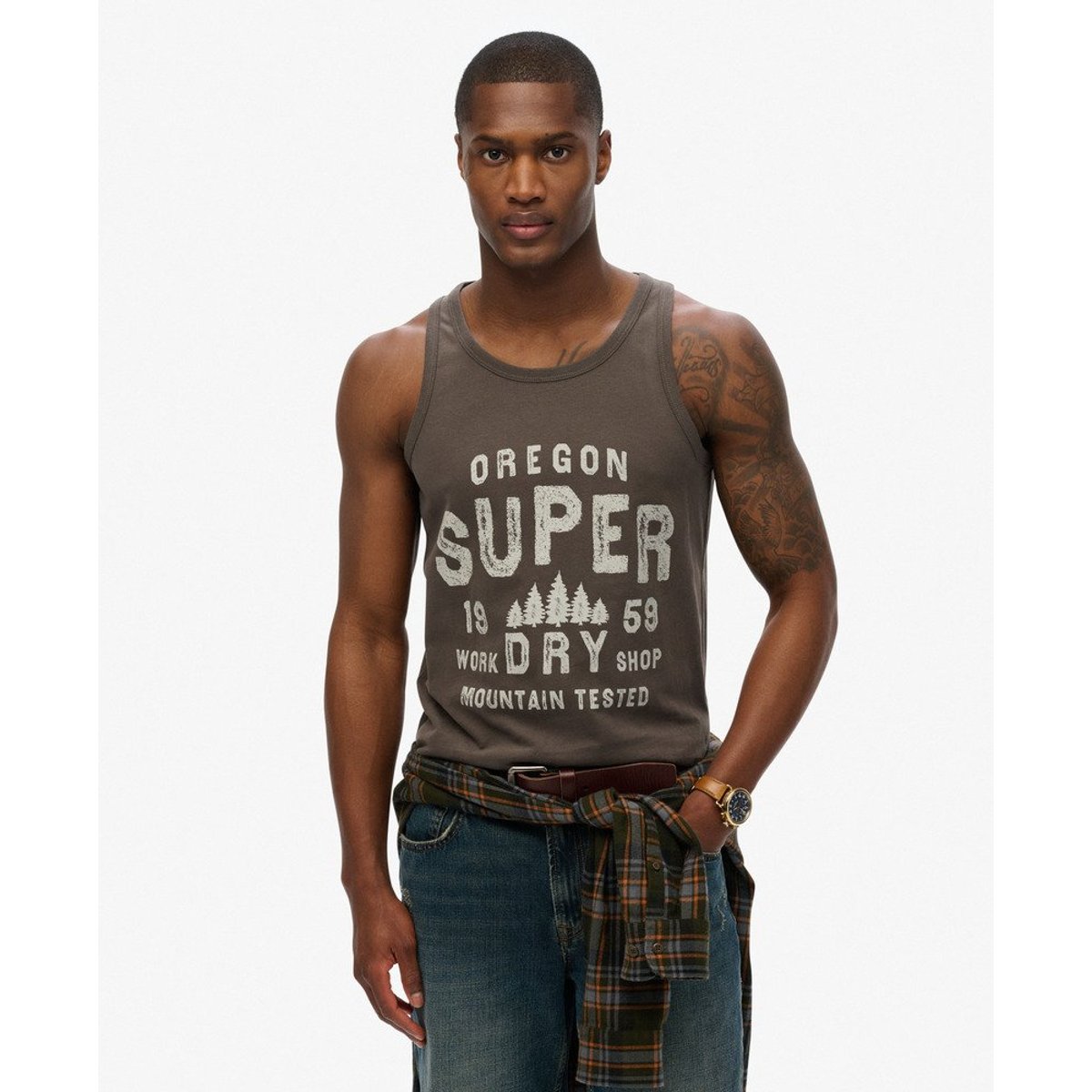 Débardeur Work Shop noir vintage, SUPERDRY