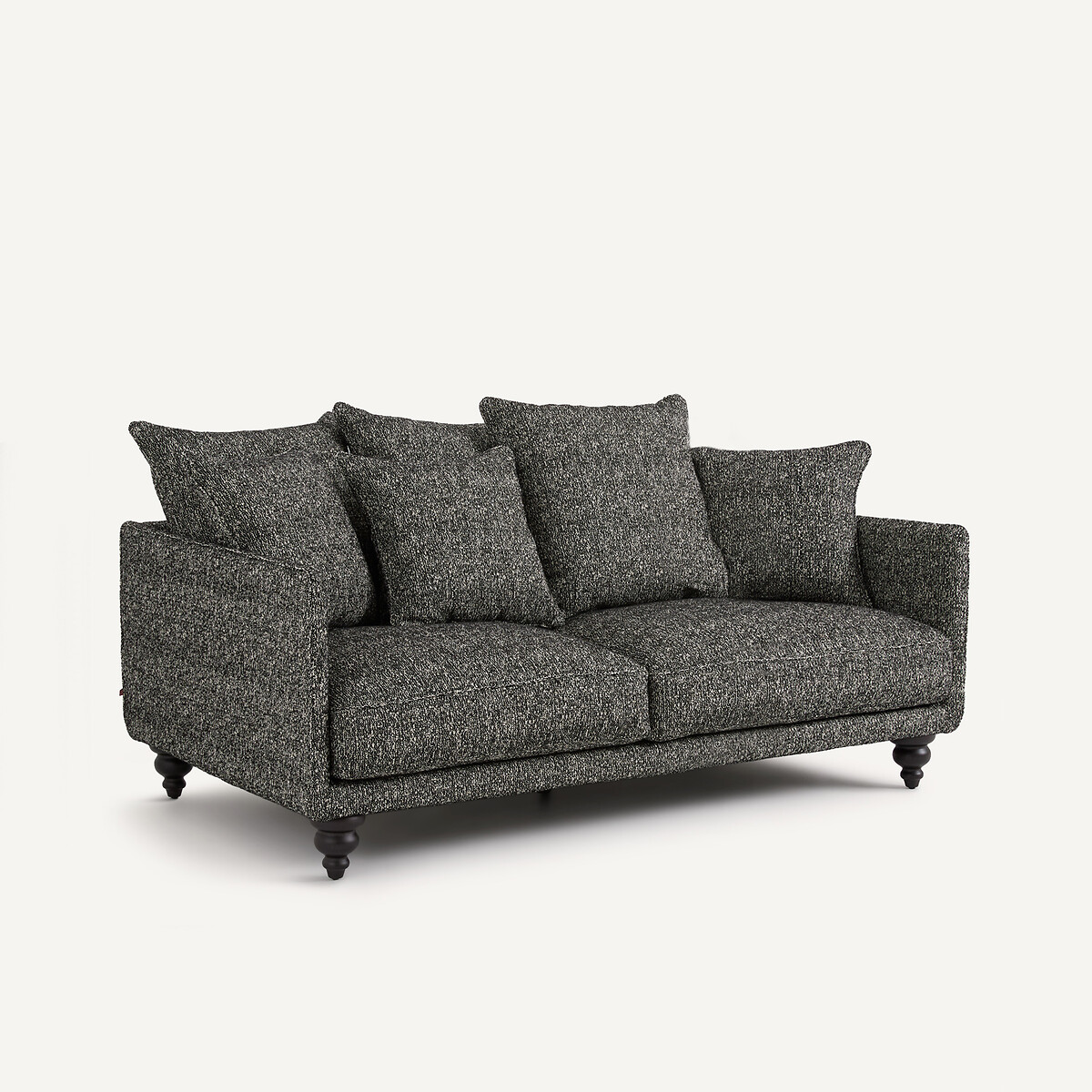 Kompaktes 3-Sitzer-Sofa, Bouclé, LAZARE schwarz, AM.PM