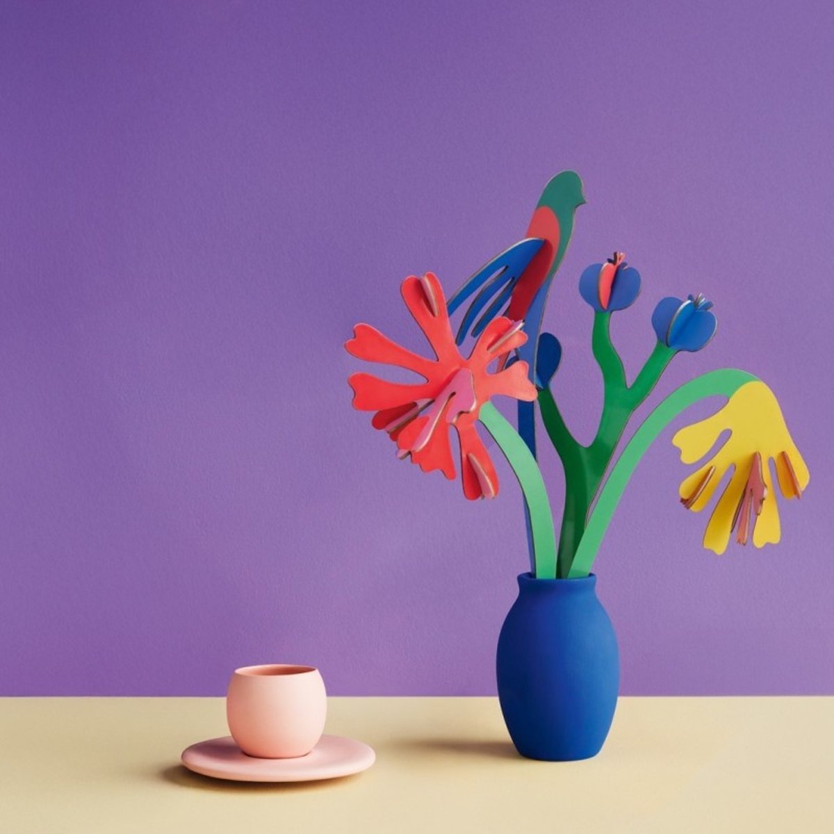 Bouquet fleurs décoratif carton 3d  Matisse Paper Bloom multicolore, STUDIO ROOF