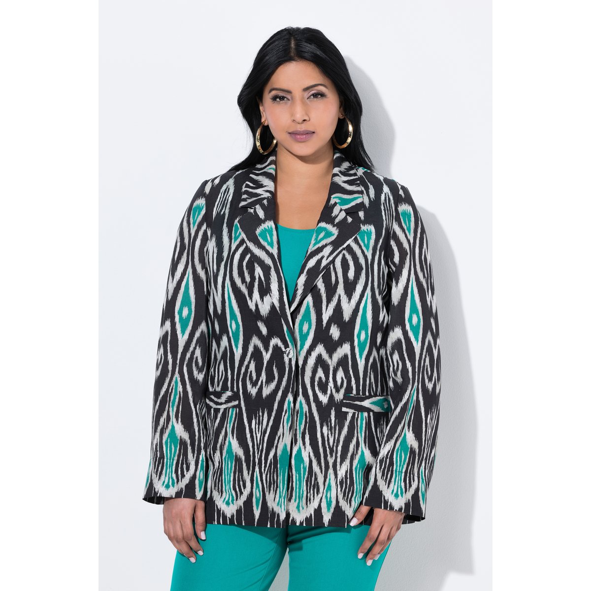 Blazer en lin mélangé noir, ULLA POPKEN