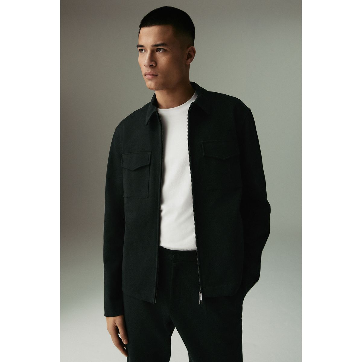 Veste-chemise en jersey et pantalon, 2 pièces noir, NEXT