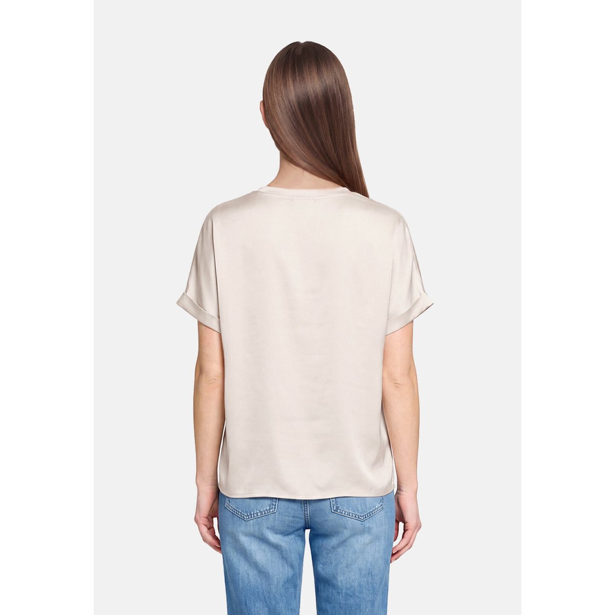 T-shirt façon blouse à revers au bas des manches gris, BETTY BARCLAY