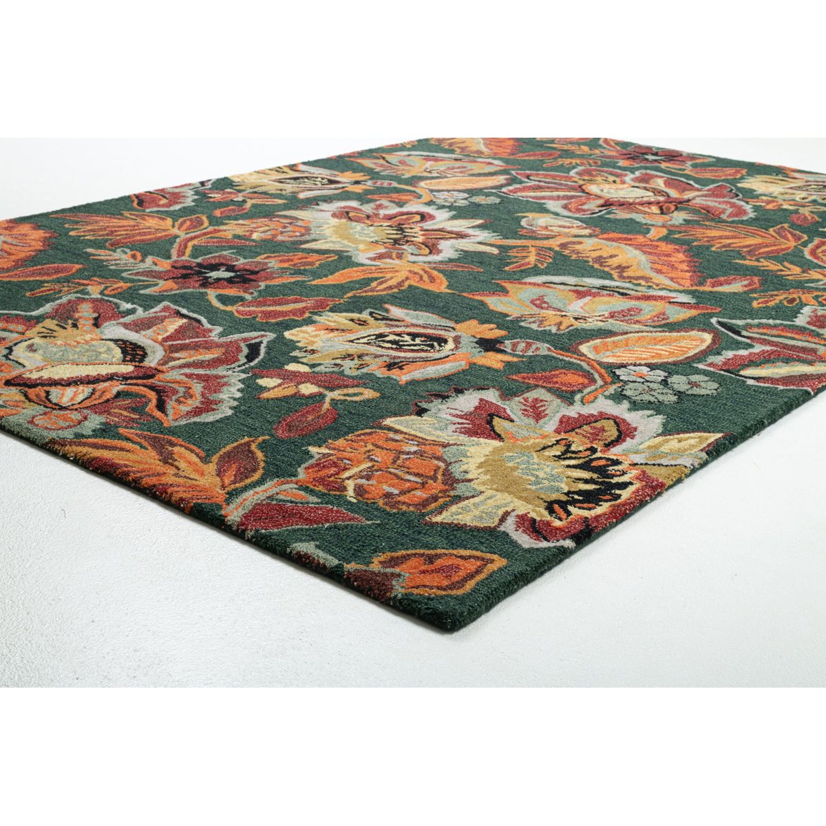 Tapis tufté main en laine vierge et viscose beige, THEKO
