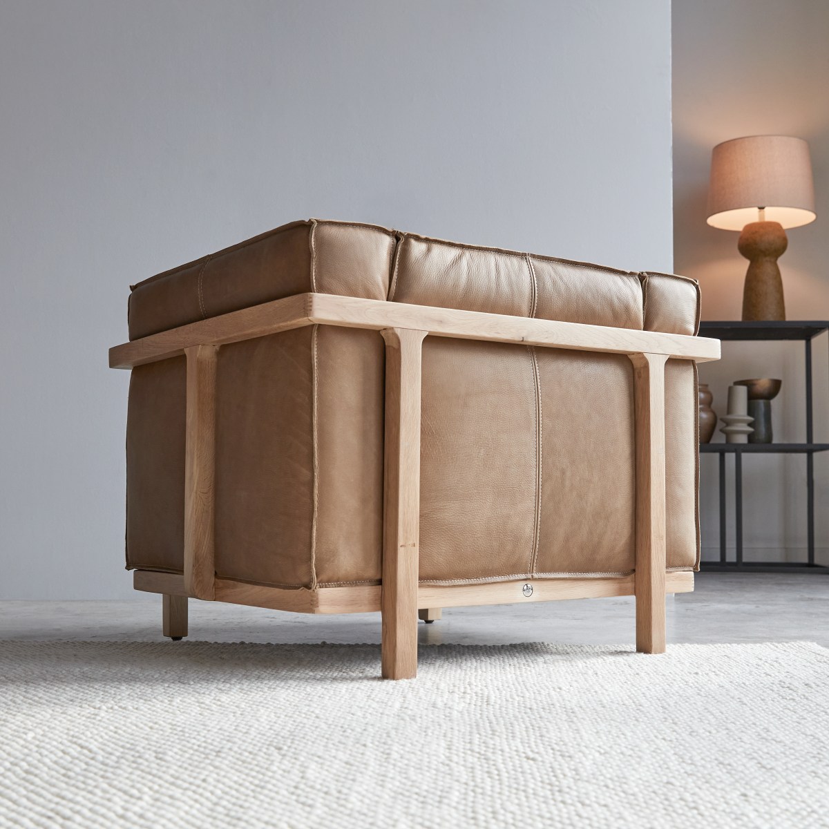 Fauteuil en Cuir massif, COBBELWOOD marron, TIKAMOON
