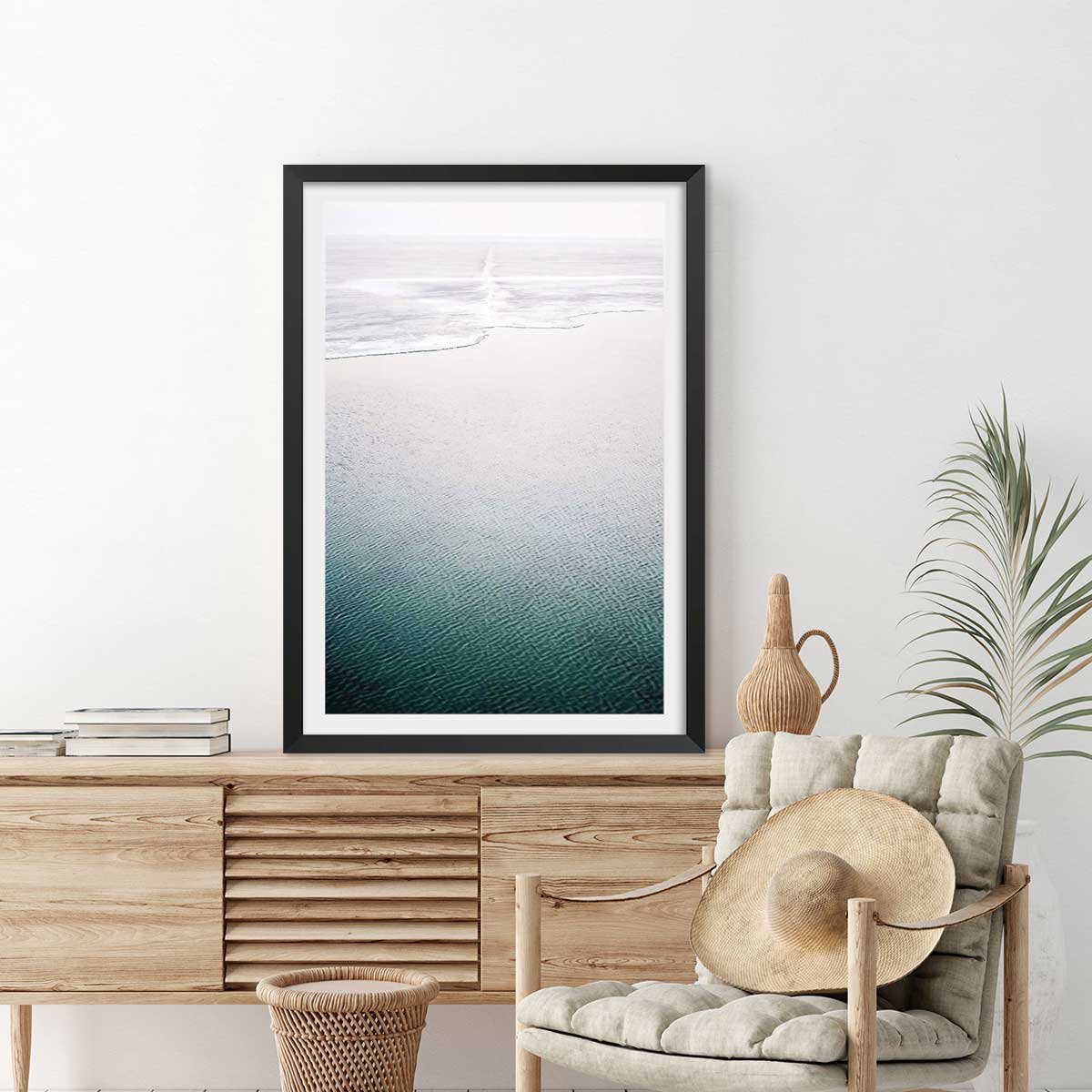 Affiche plage transsiberian 339 affiche + cadre en bois - noir, HEXOA