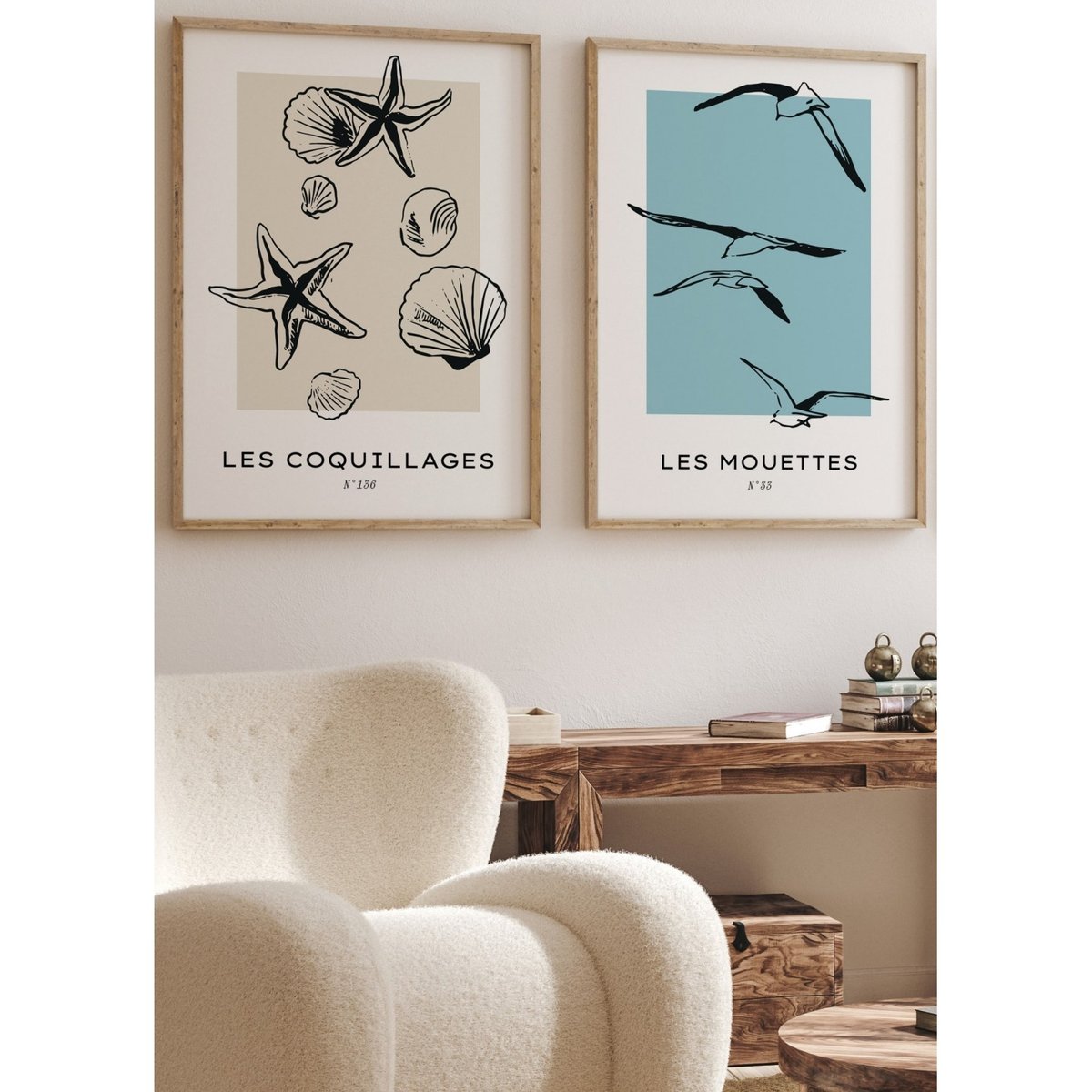 Affiche Les coquillages blanc, L'AFFICHERIE
