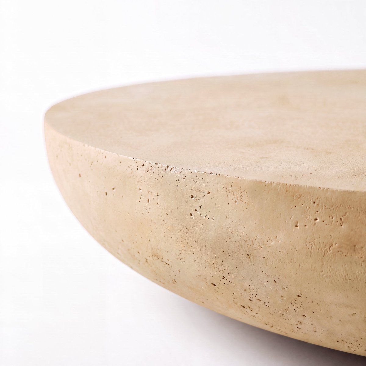 Table basse ronde en fibre d'argile effet béton D100 cm - MILOS beige, MAISON PAVANE
