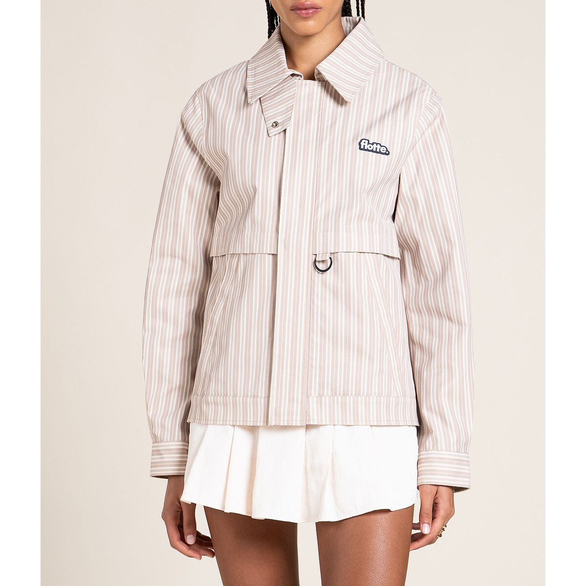 Veste courte imperméable, AMBROISE beige rayé, FLOTTE