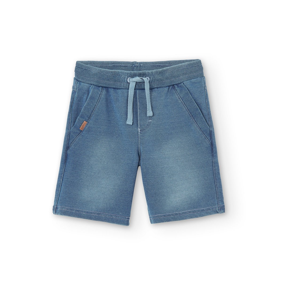 Short garçon tricot avec cordon de serrage bleu, BOBOLI