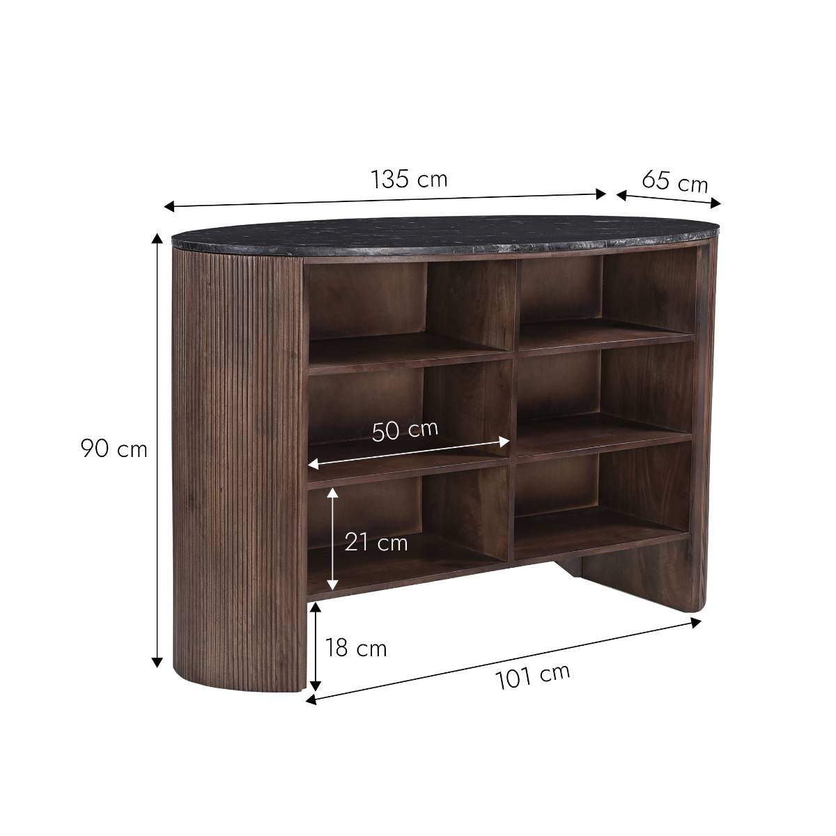 Meuble bar en bois de manguier et en marbre NÉRALY bois foncé, MADE IN MEUBLES