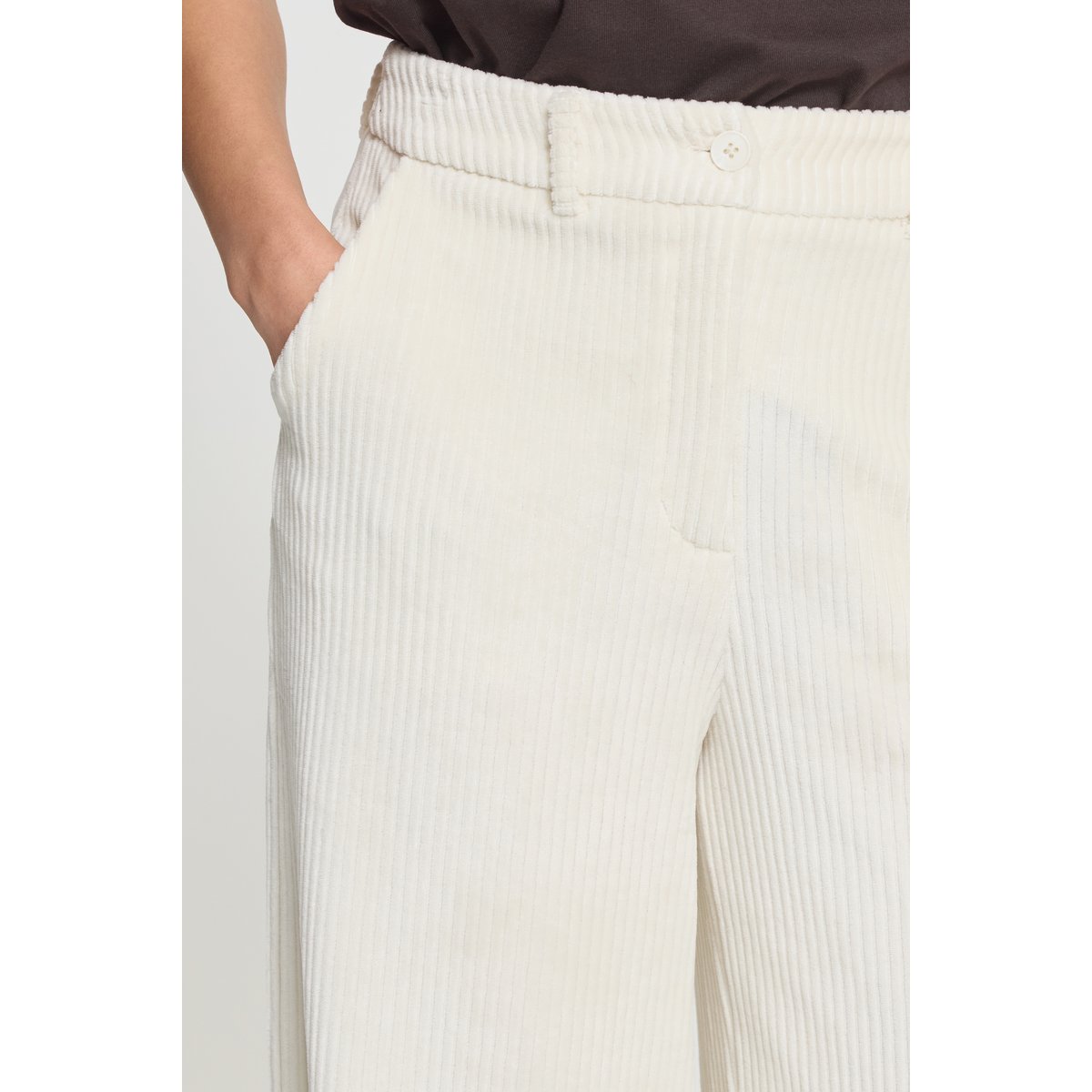 Pantalon en velours, coupe droite, jambes larges beige birch, ICHI
