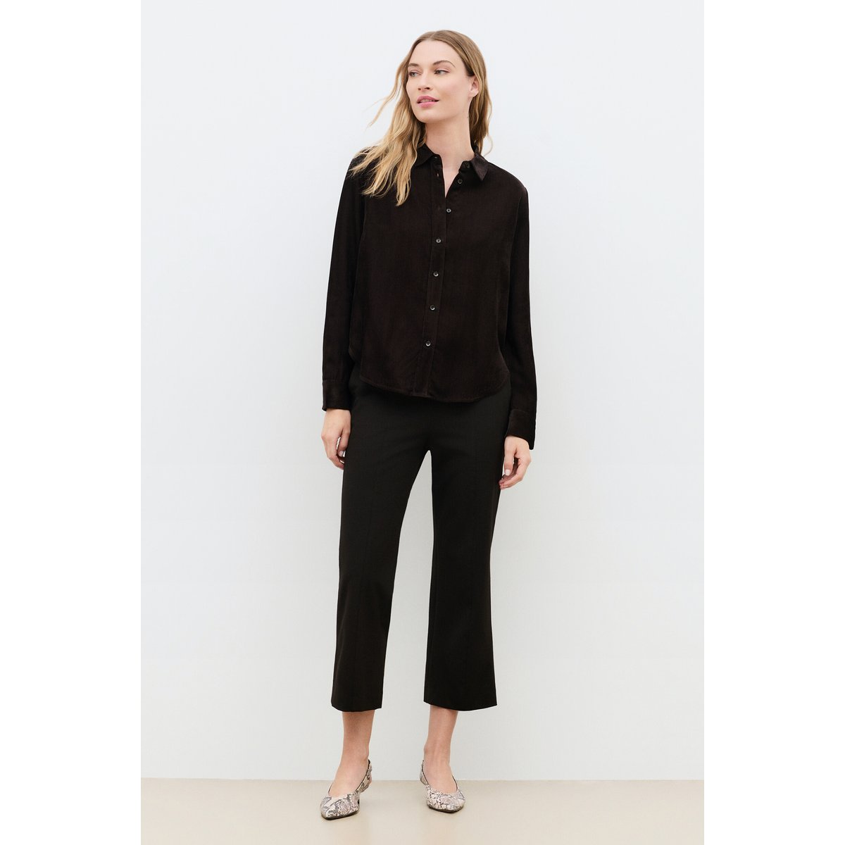 Chemise coupe droite col chemise CMARIE marron foncé, CAROLL