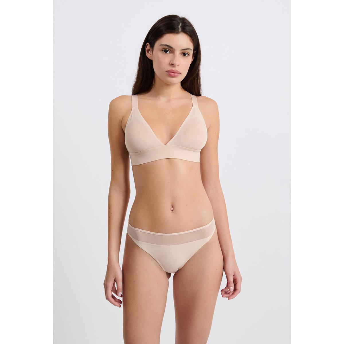 Soutien-gorge triangle sans armatures en tulle PURE MESH PLUS lin, ETAM