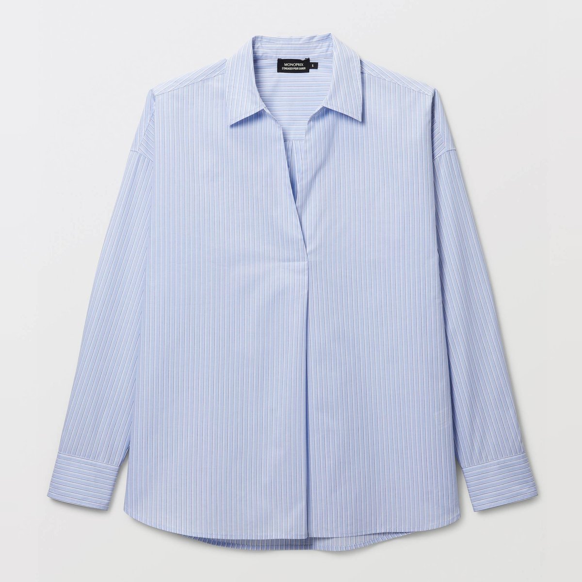 Blouse manches longues rayée en coton BIO GOTS tornade, MONOPRIX
