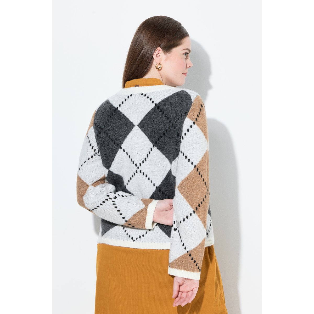 Cardigan à col rond et manches longues beige, ULLA POPKEN