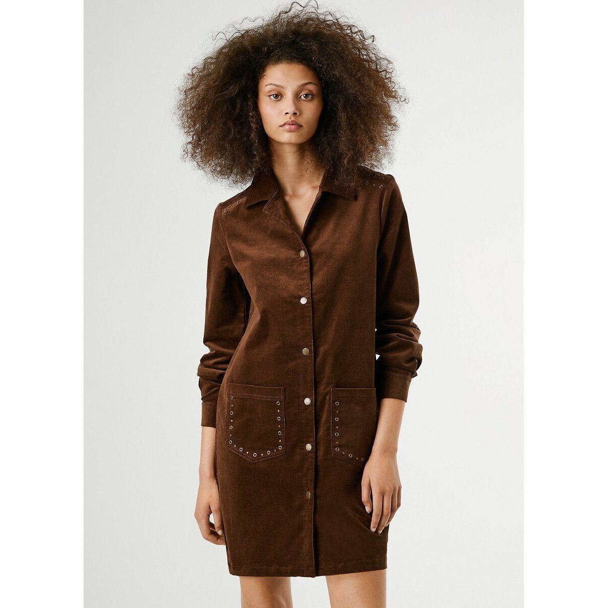 Noelia Velour Dress brown, PEPE JEANS