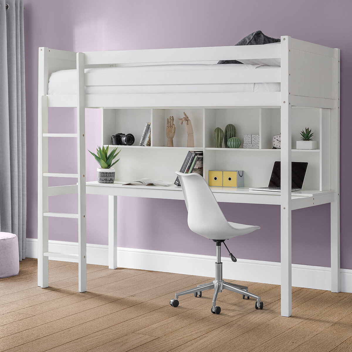 Tate High Sleeper Bed with Desk white, SO'HOME