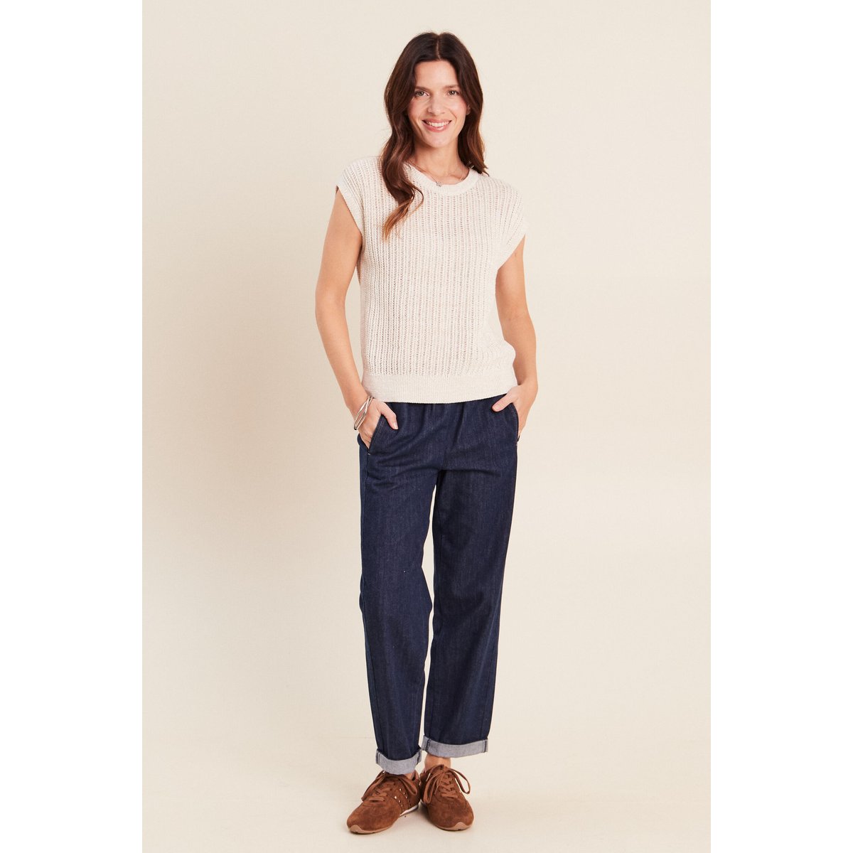Jean mom en denim denim brut, BREAL