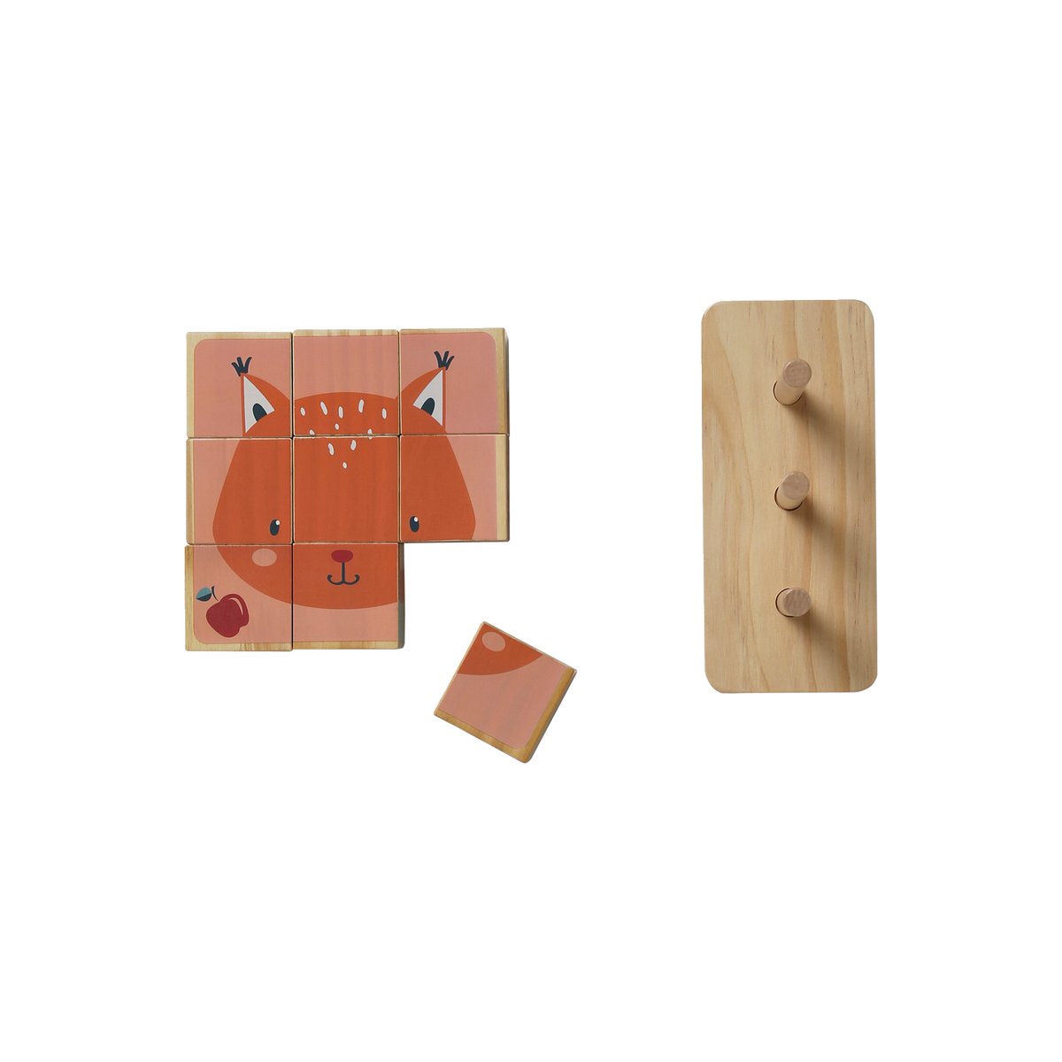 Puzzle de cubes à empiler en bois FSC® beige, VERTBAUDET