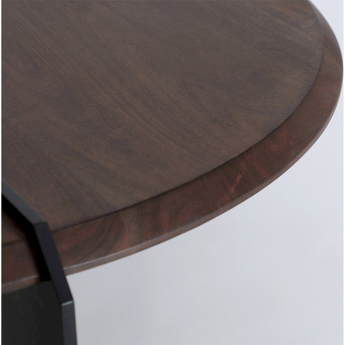 Table basse ronde en acacia et métal bois d'acacia marron et métal noir, RECOLLECTION