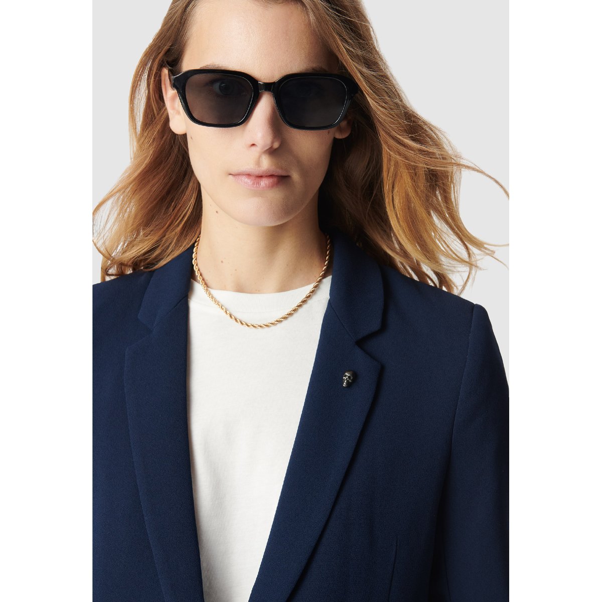 Veste de tailleur manches 3/4 froncées bleu marine, IKKS