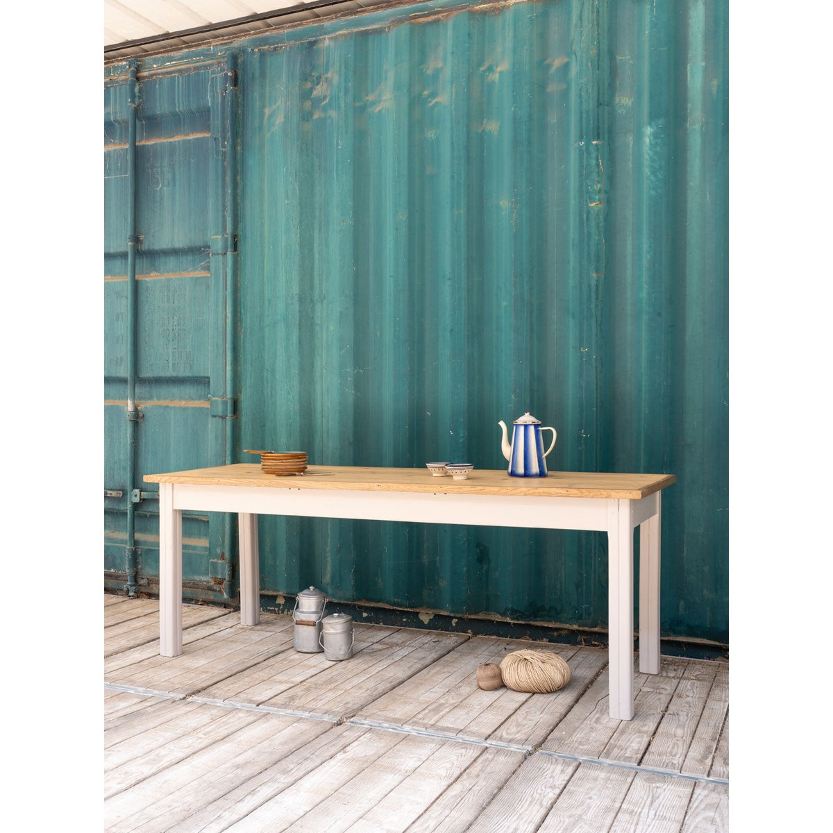 Grande table à manger en bois Romy N°1443 - Bon état bois clair, DEBONGOUT