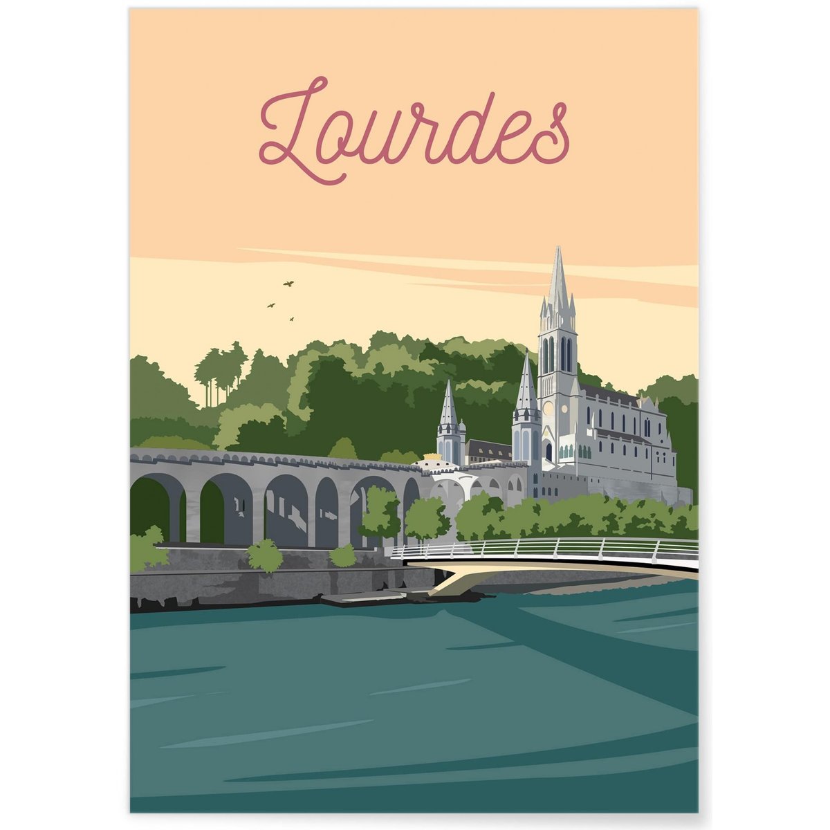 Affiche ville Lourdes blanc, L'AFFICHERIE