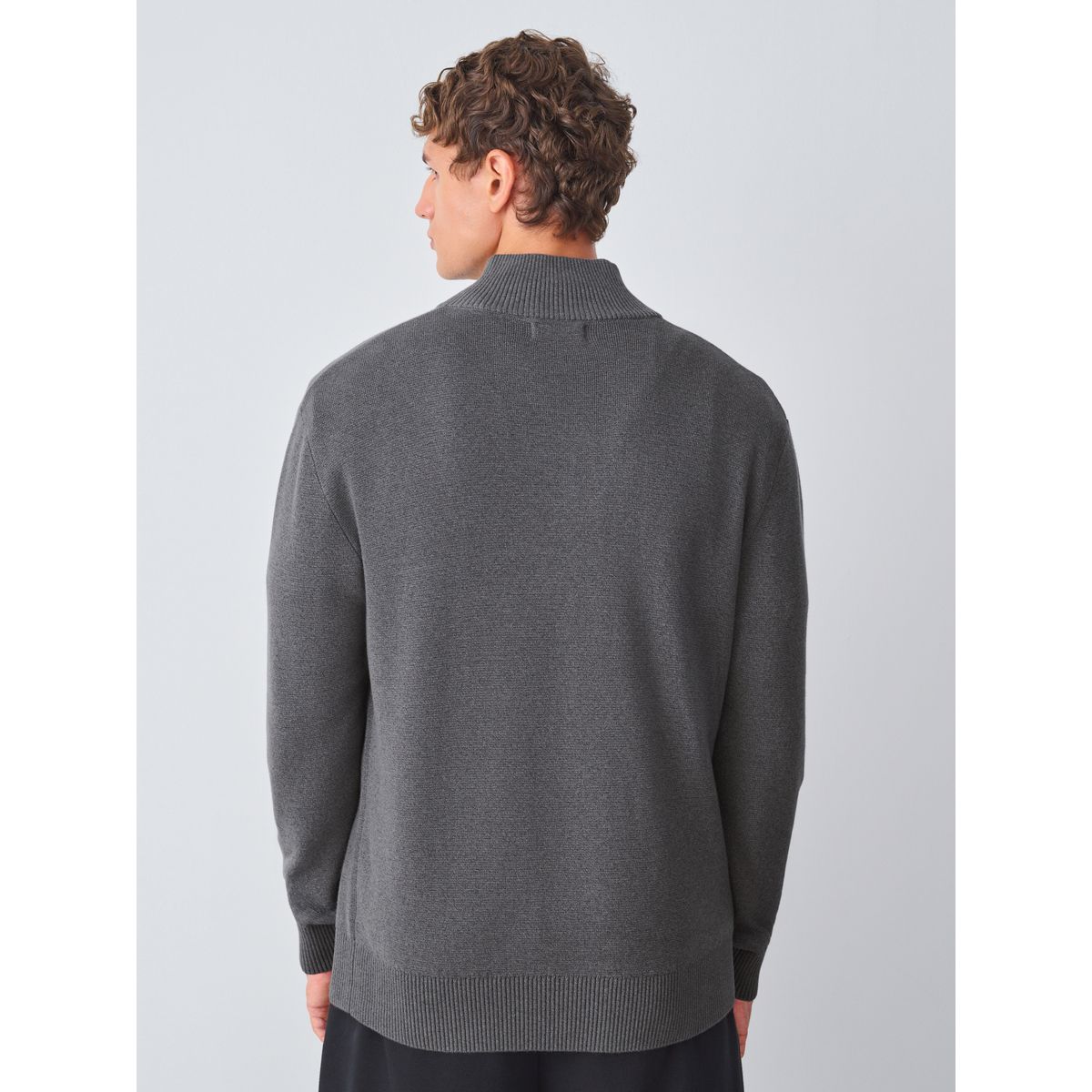 Pull standard à col zippé premium gris anthracite, NEXT