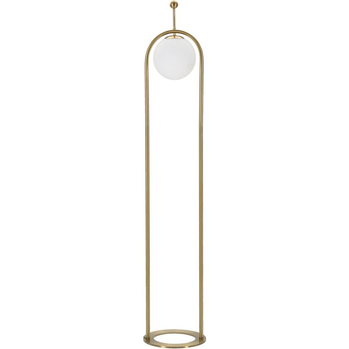 Lampadaire arc en fer globe en verre GLAM doré et blanc, RECOLLECTION