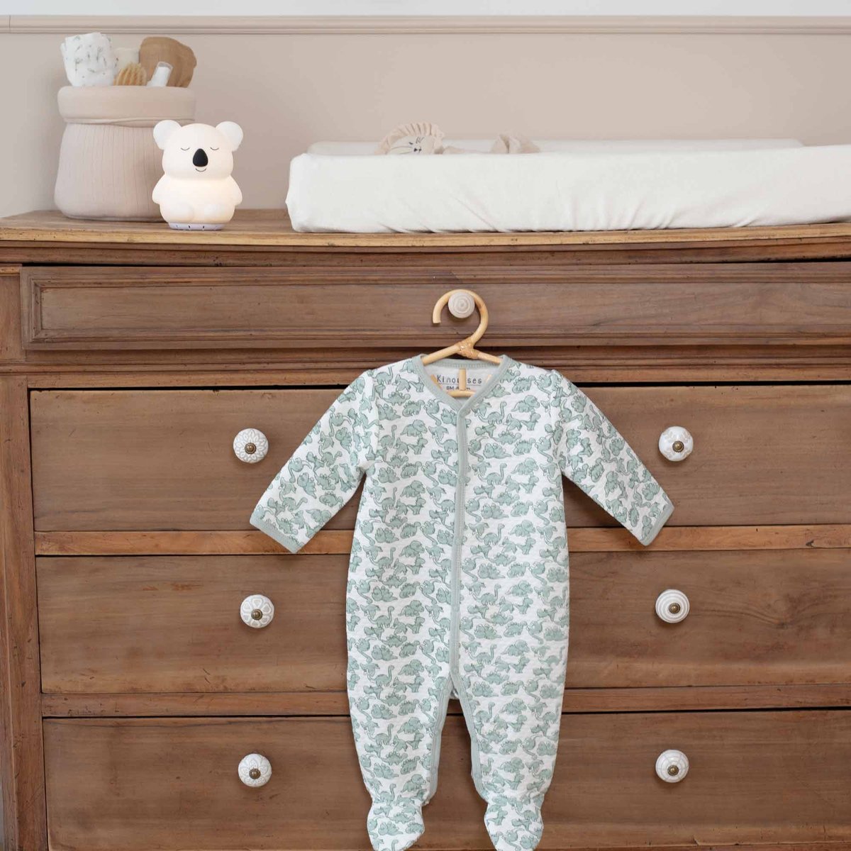 Pyjama bébé matelassé - Dinosaures blanco, TROIS KILOS SEPT