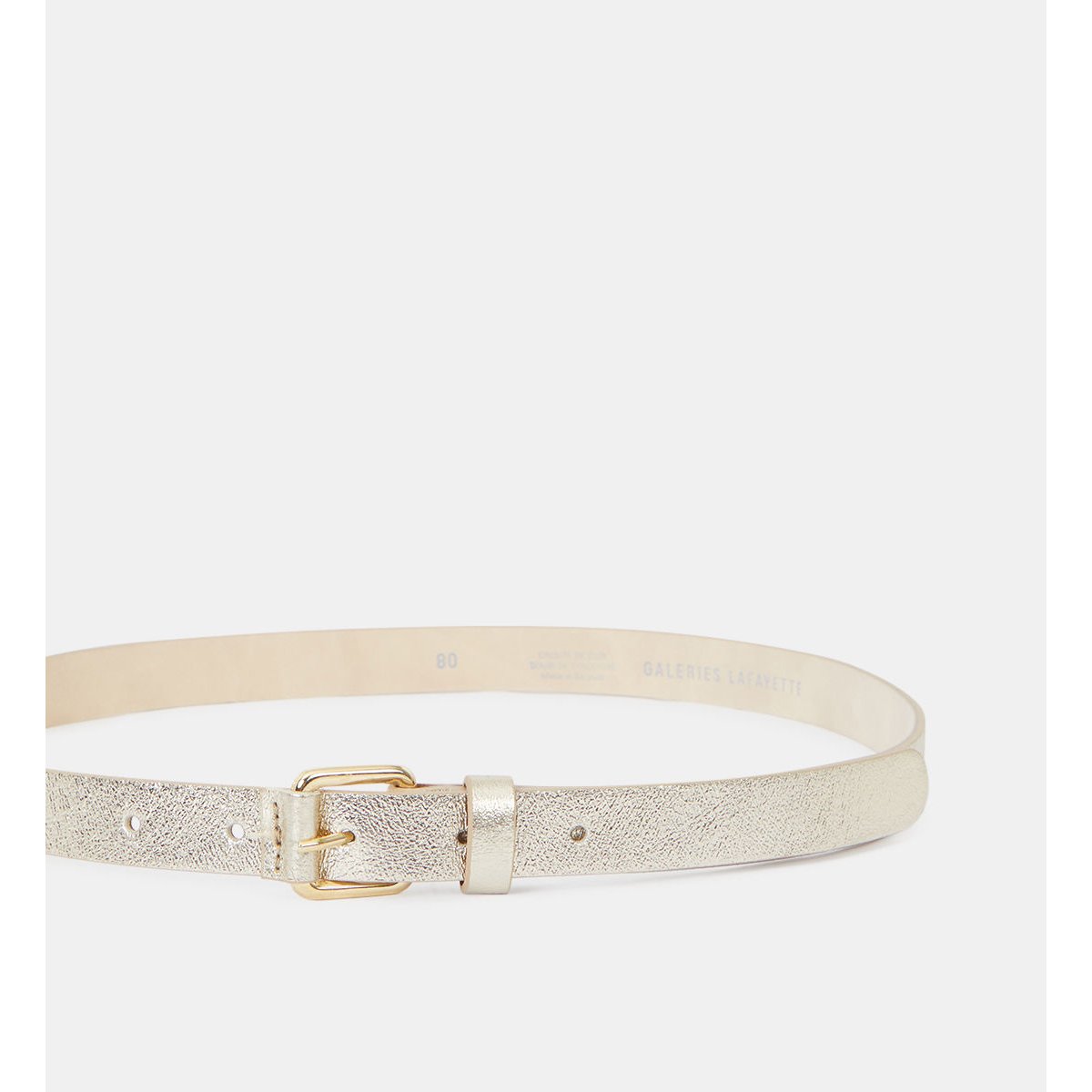 Ceinture fine hicat croûte de cuir doré, GALERIES LAFAYETTE