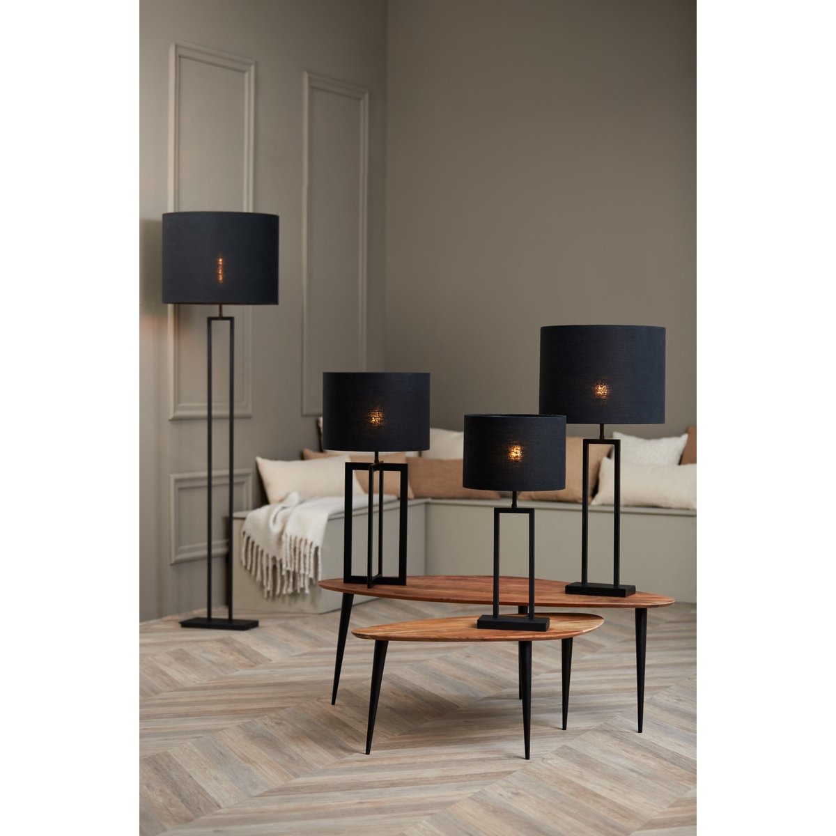 Abat-Jour Textiles LIVIGNO noir, LIGHT & LIVING