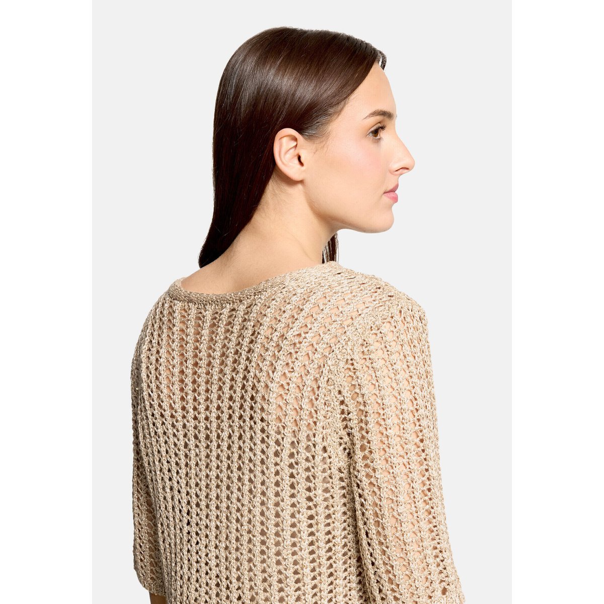 Pull-over en maille à motif ajouré beige, BETTY BARCLAY