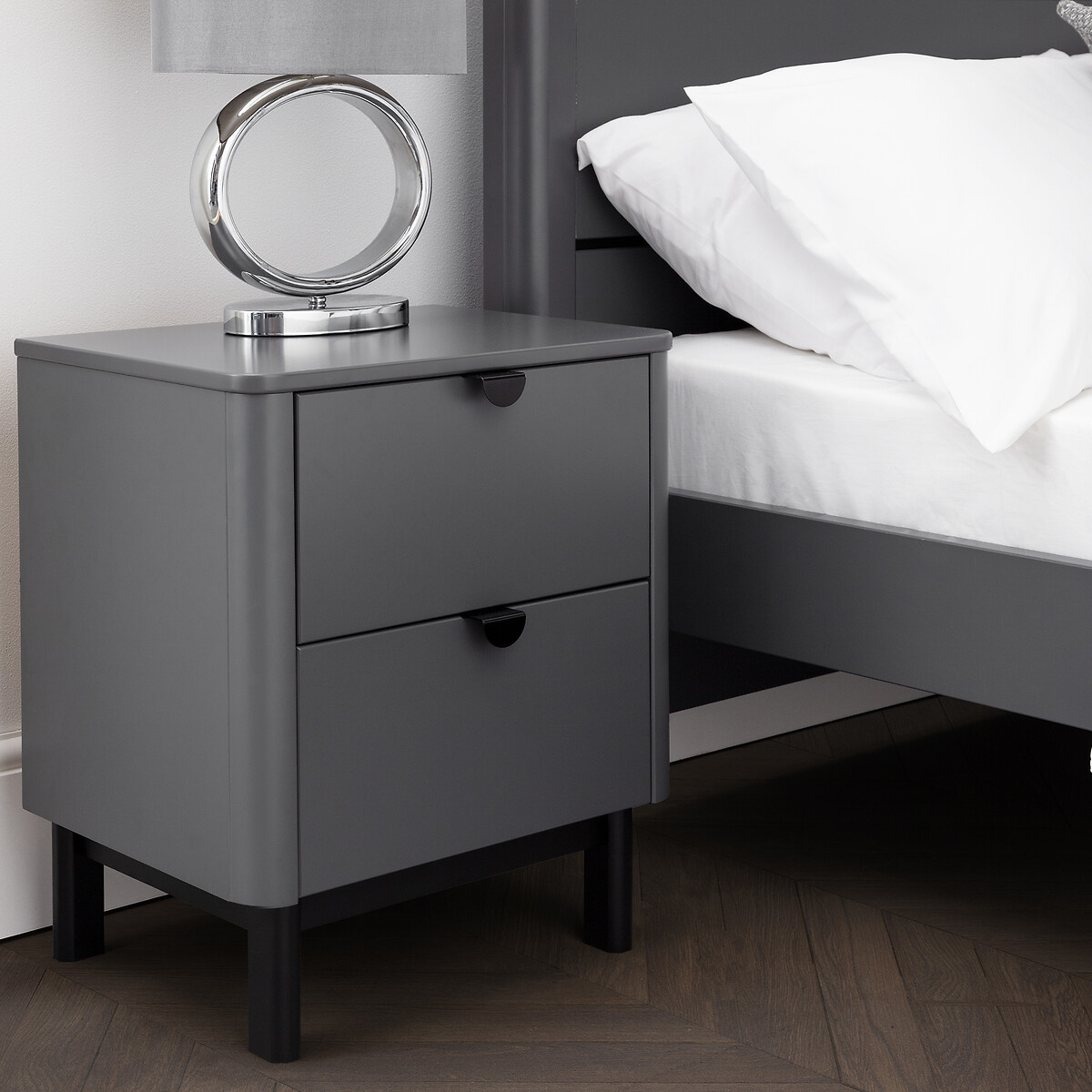 Alexis 2 Drawer Bedside Table slate grey, SO'HOME