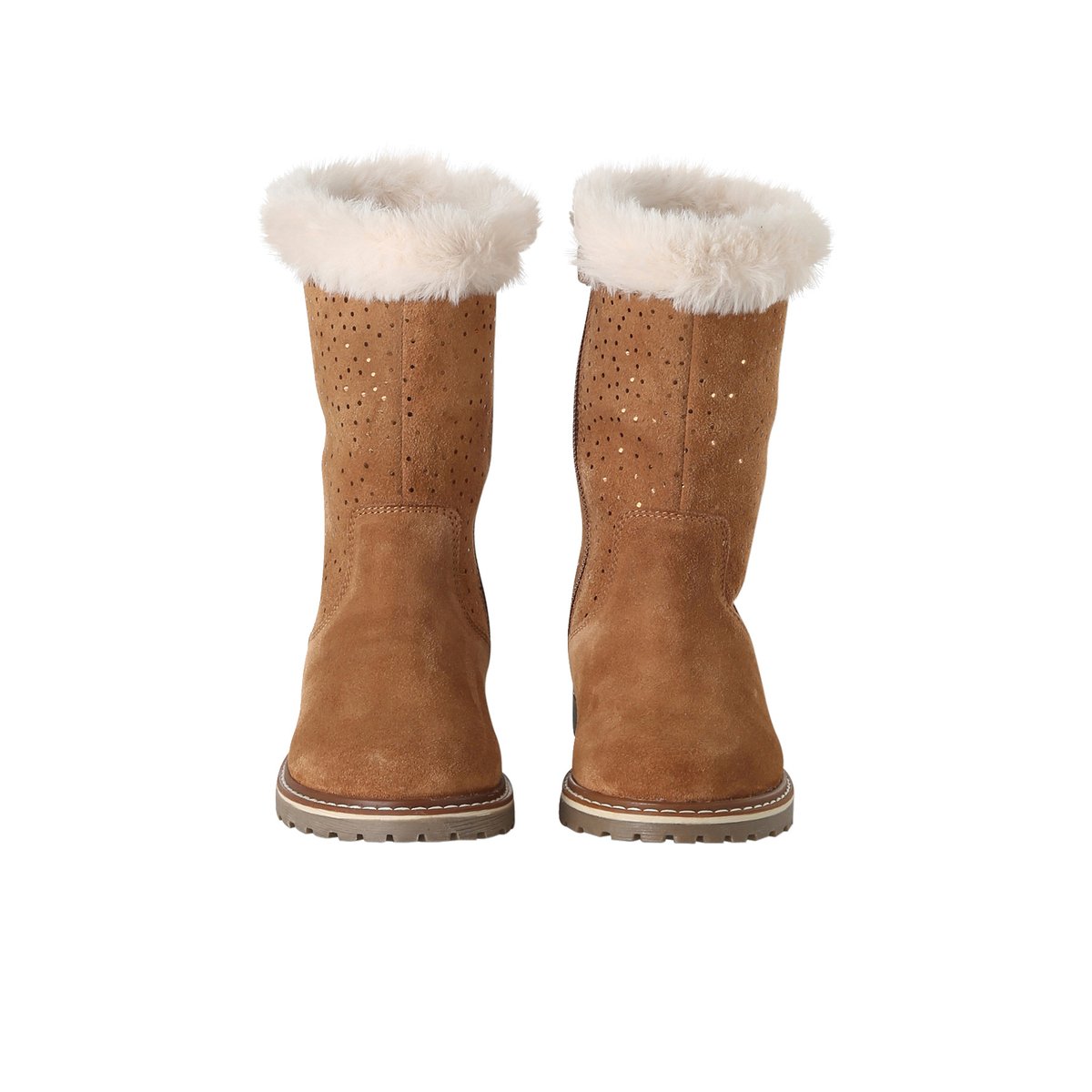 Boots en cuir zippées marron, VERTBAUDET